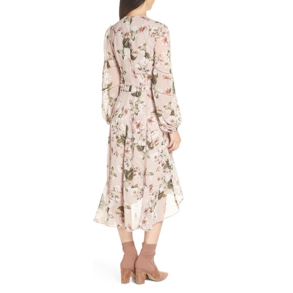 Ever New May Trim Insert Floral Print High Low Midi Dress Pink Wildflower NWT 4 - Picture 2 of 10